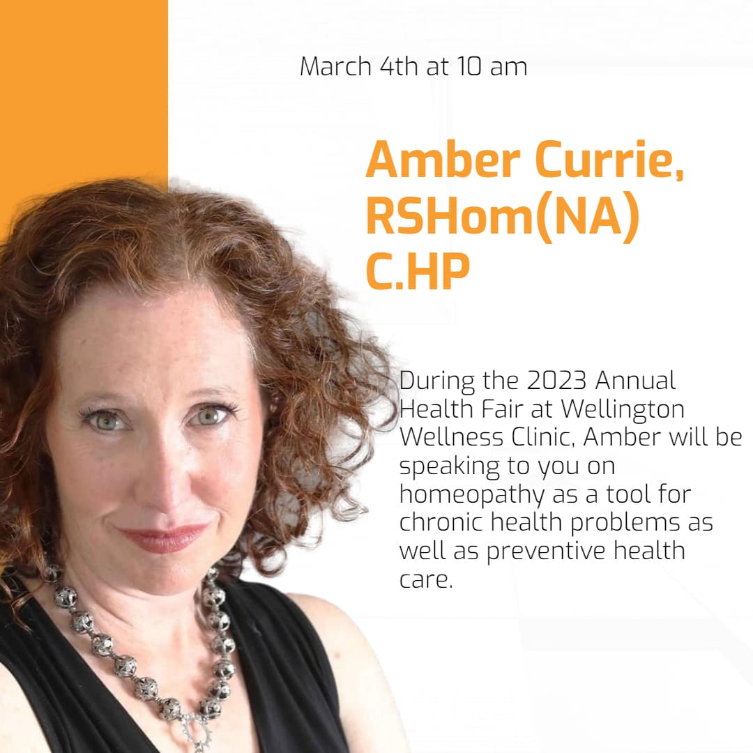 Amber Currie, RSHom(NA) C.HP, will present at the Wellington Wellness Clinic Health Fair